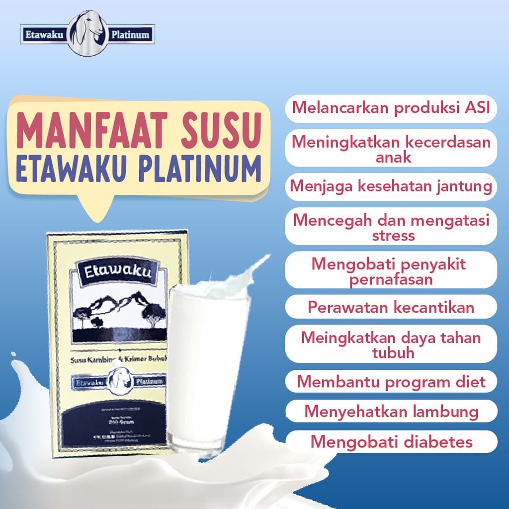 

Susu Kambing Etawaku Platinum - Susu Kambing Bubukk Murni Dan Krimer Rasa Original 200Gr