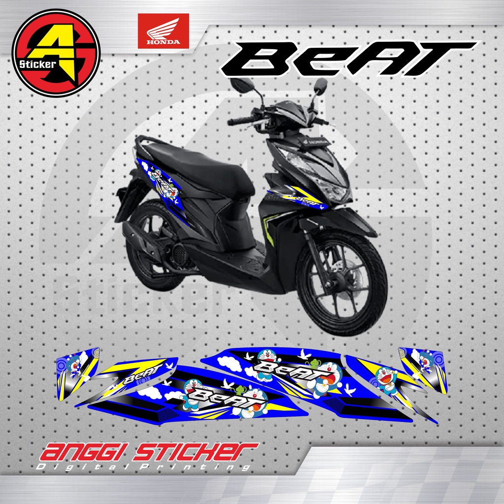 STRIPING STIKER MOTOR HONDA BEAT KARBU DORAEMON / STRIPING VARIASI MOTOR HONDA BEAT KARBU DORAEMON