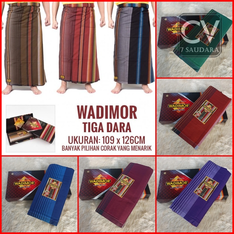 Sarung Wadimor 3 Dara Garis Lapis Dewasa Motif Kang Santri Songket Batik Tradisional Kotak Pria Gus 