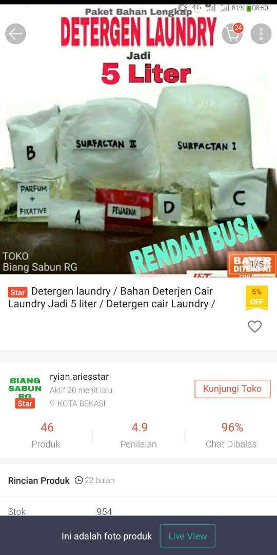 Detergen Laundry / Bahan Deterjen Cair Laundry Jadi 5 Liter / Detergen Cair Laundry / Detergen Cair