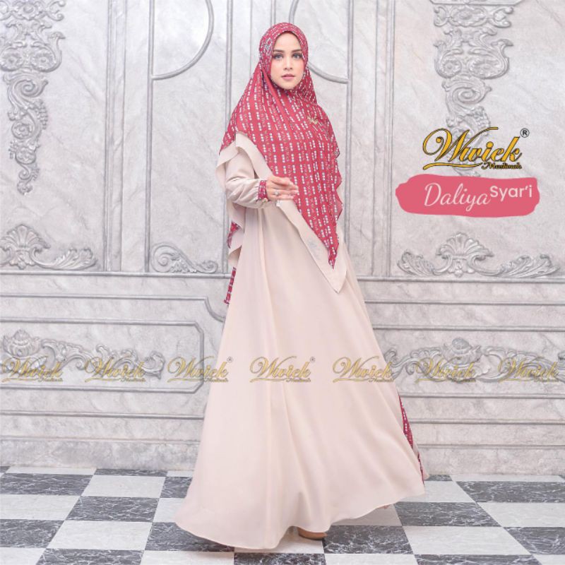 Daliya Set Syari Original By WWIEK MUSLIMAH Printing Premium Terbaru Swarovski Cristal italy