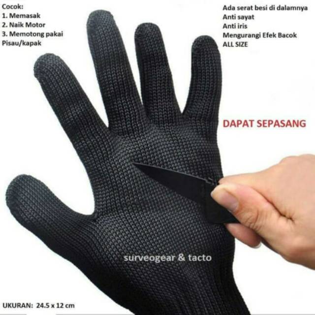 Sarung Tangan Anti Pisau Tajam Potong Gores Bacok Begal Anti Cut Glove