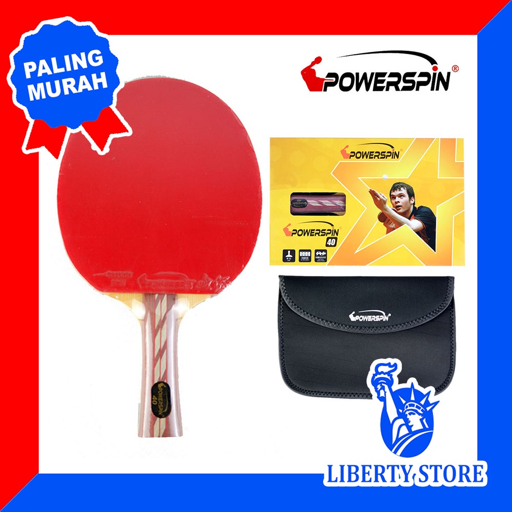 Bet Pingpong Tenis Meja Original POWERSPIN 40 + Tas Cover