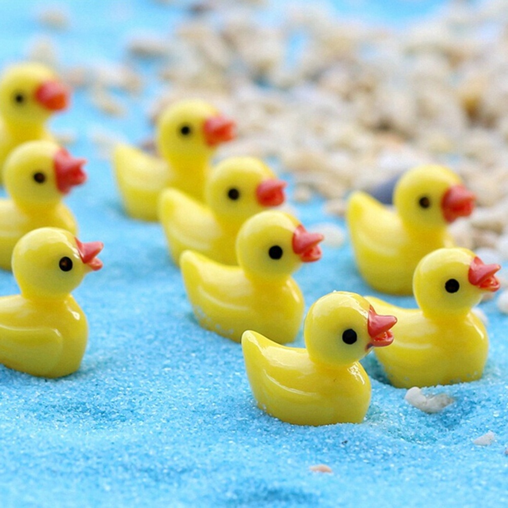 10pcs Miniatur Bebek Kuning Bahan Resin Untuk Dekorasi Taman Bonsai