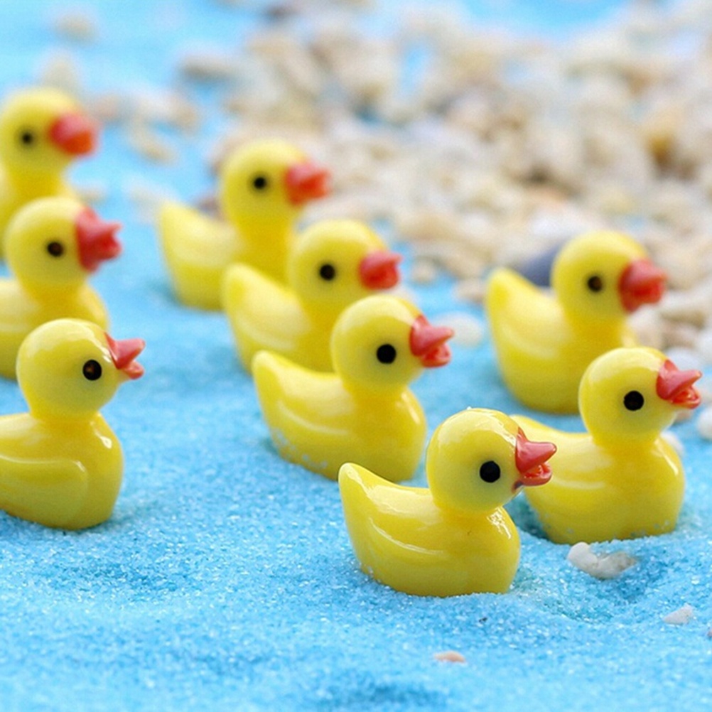 &lt; E2id &amp; &gt; 10pcs Miniatur Bebek Kuning Bahan Resin Untuk Dekorasi Rumah Boneka