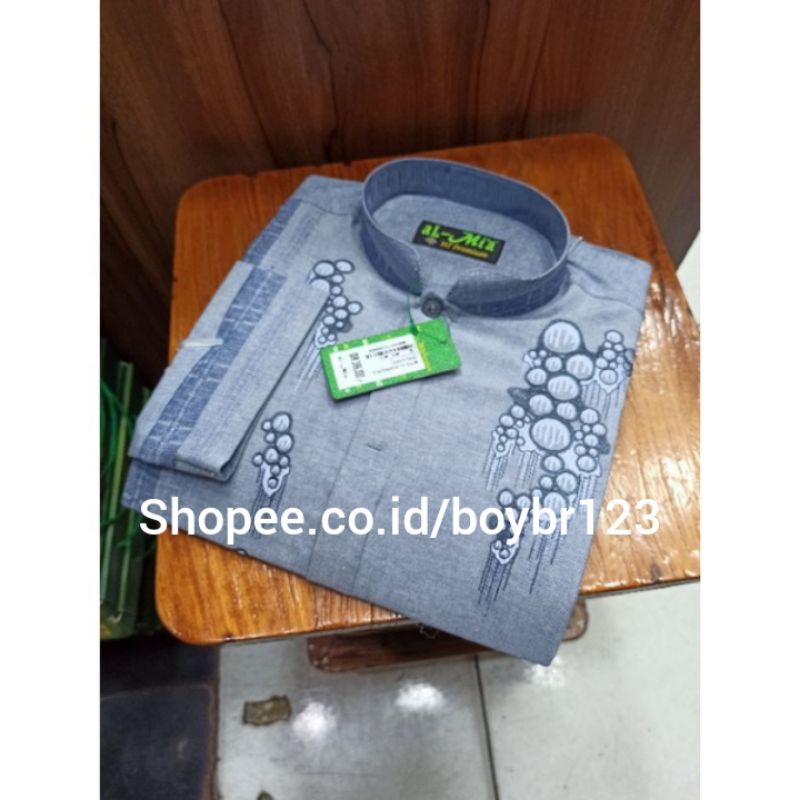 BAJU KOKO AL MIA MT PREMIUM POLOS-Biru manset