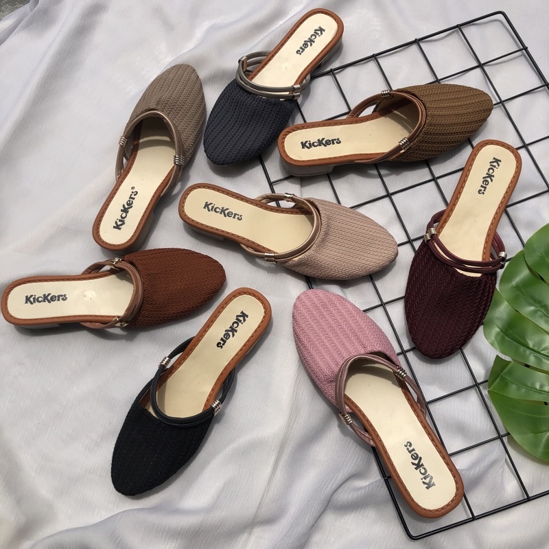 (HARGA PROMO = PACKING TANPA KARDUS) SLOP GEMPI 7 cewek feminim modern termurah terlaris wedges model baru fashion wanita SANDAL SENDAL WANITA RAJUT HAK TAHU PENDEK 3CM HILS HEELS HIL KUAT EMPUK ELEGANT MURAH TERBARU