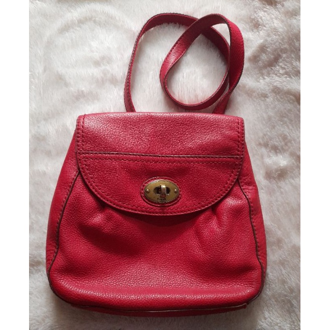 tas fossil crossbody red preloved