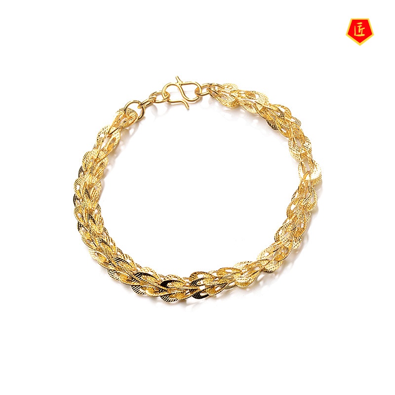 [Ready Stock]Fashion Glossy Phoenix Tail Gold Bracelet