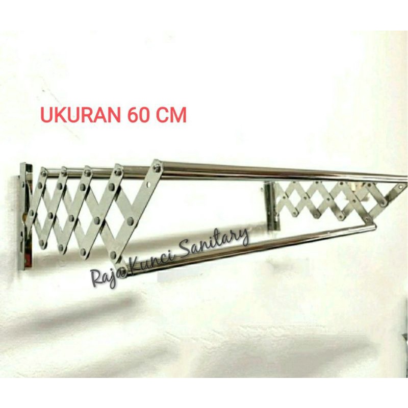 Gantungan Handuk Tarik Stainless 60cm/Rak Handuk Tarik Stainless