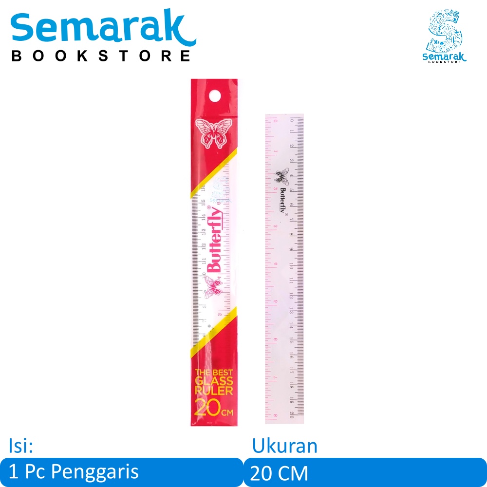 

Butterfly The Best Glass Ruler Penggaris Plastik Transparan 20 CM [1 Pc]