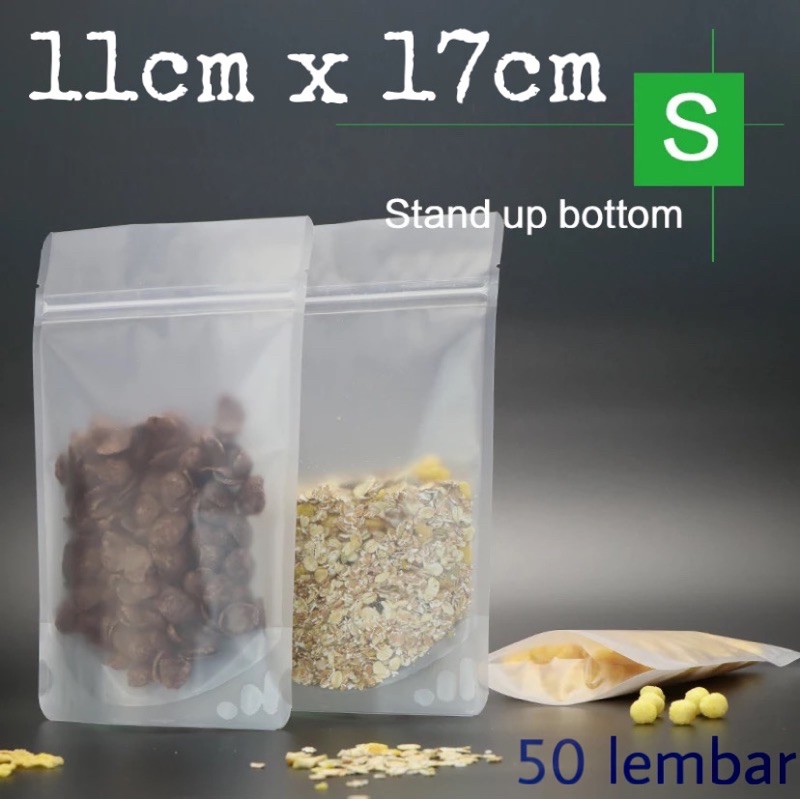 Standing Pouch Buram Ziplock/Plastik Snack/Plastik Ziplock Buram/Standing Pouch Frosted (11x17)