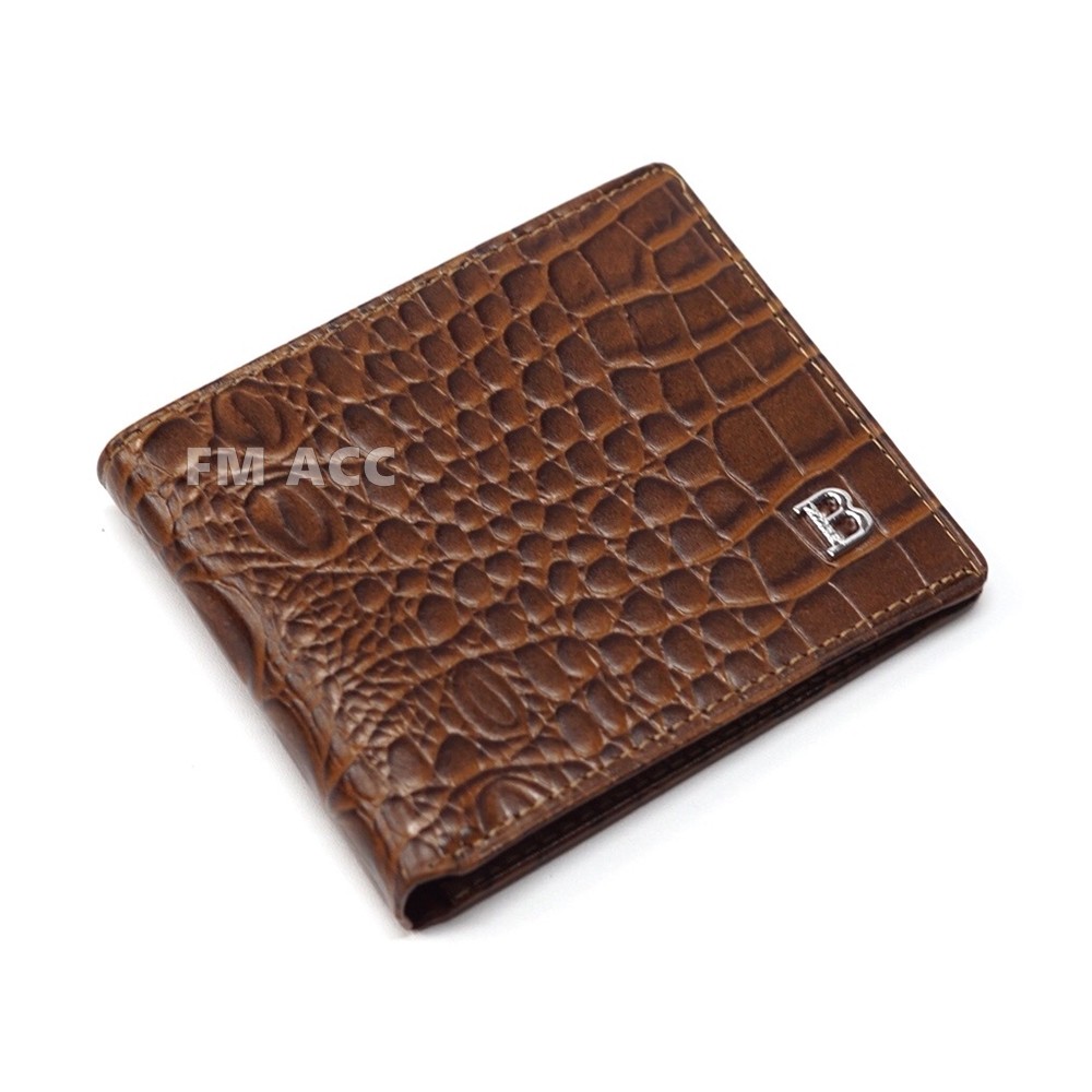 Dompet Pria - Dompet 100% Kulit Asli - Motif Buaya - Dompet Keren - Dompet Import - Coklat