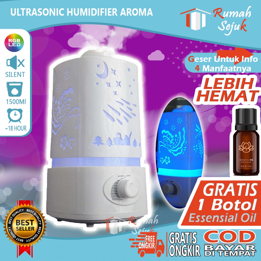 RS - Air Humidifier Diffuser Aromaterapi Alat Pengharum Ruangan Difuser Disfuser Unik Lucu RS-98109 Humdifier Purifier Difusser Defuser Humidifer Humadifier Humudifier Dispuser Humifider Portable Mobil Car Uap Hiasan Kamar Lampu LED Free Gratis Oil