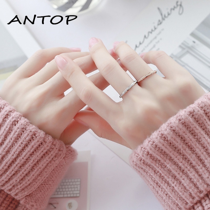 Korea Couple Cincin Fashion Matte Rust Proof Wanita Pria Perhiasan Aksesoris ANTOP