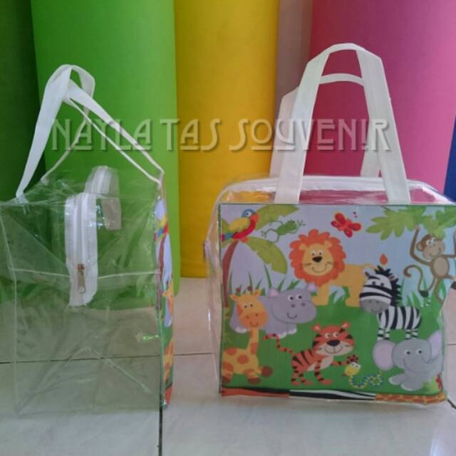 Tas souvenir ultah resleting full mika custom animal