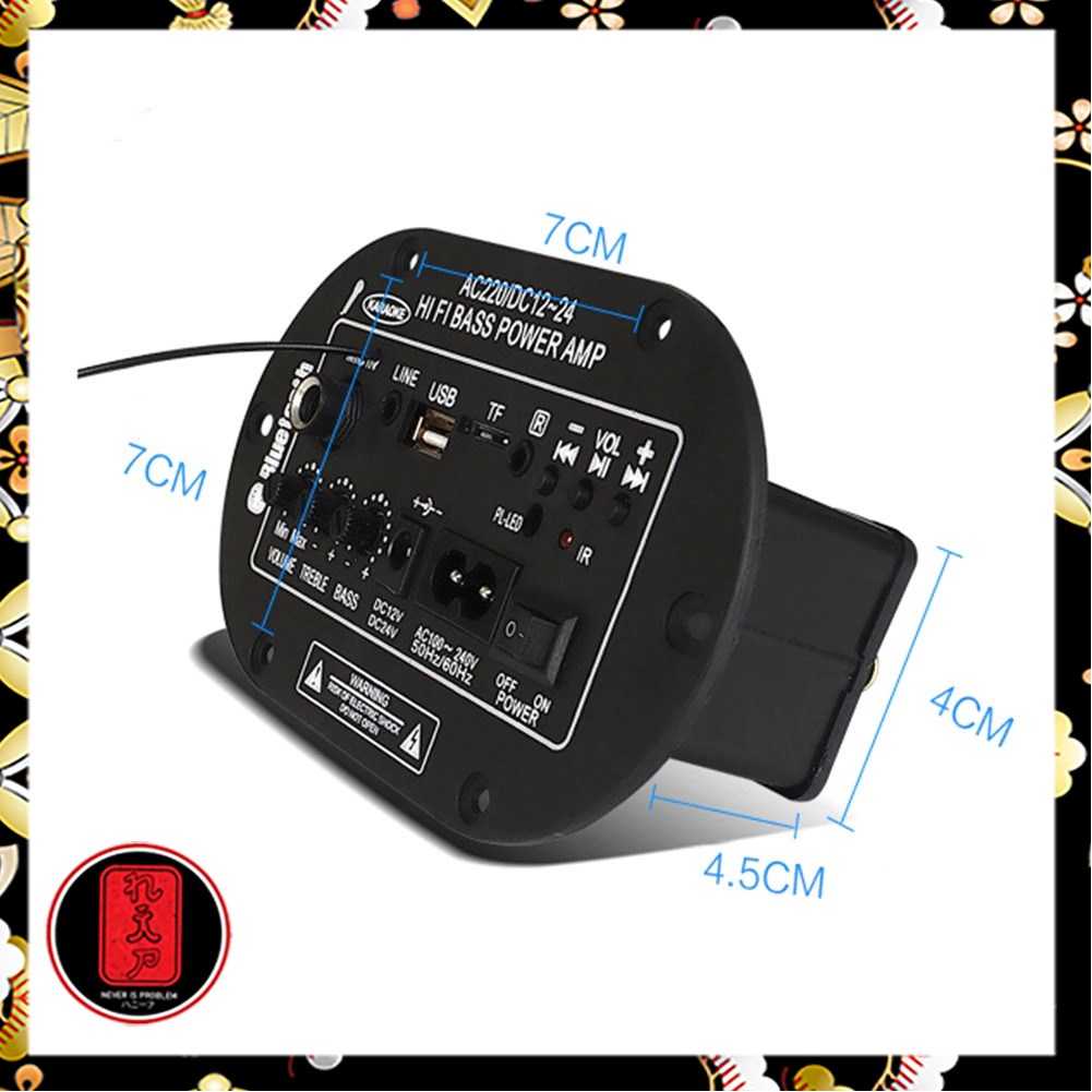 CHOETECH Amplifier Board Audio Bluetooth USB FM Radio TF Player Subwoofer - CHIF1224 - Black