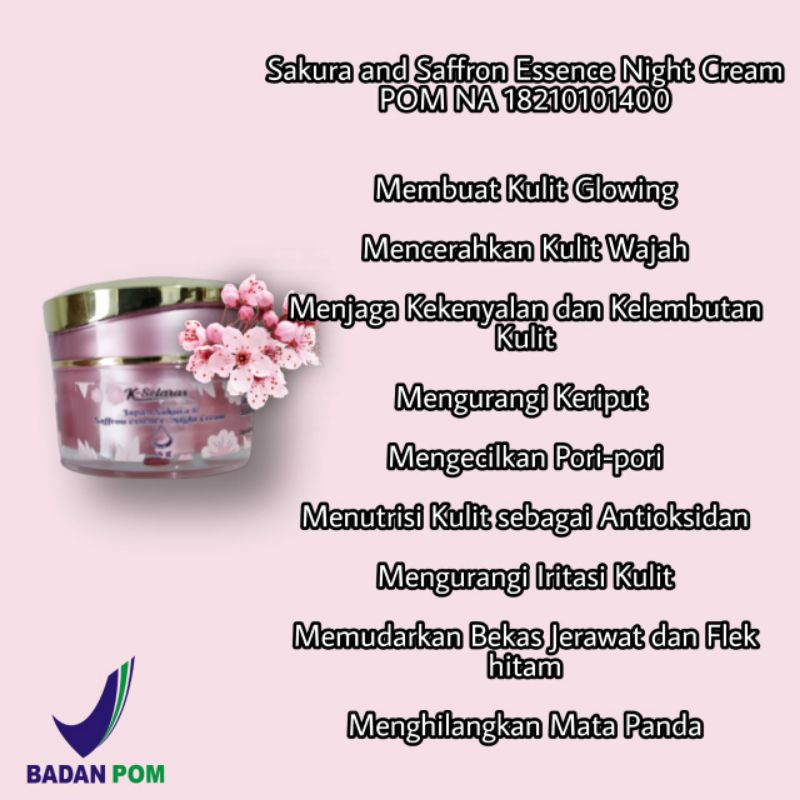 Japan Sakura Saffron Essence Night Cream Original Produk Shopee Indonesia