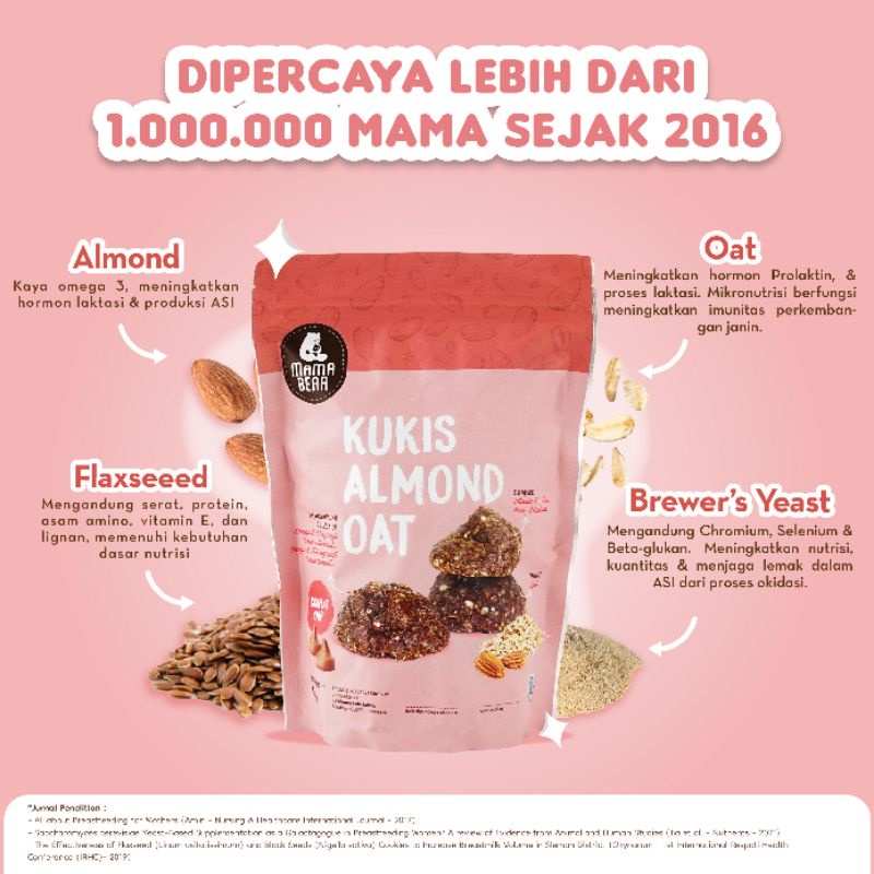 (MAMA BEAR) Kukis almond oat mama bear rasa Cokelat Chip / Pelancar ASI Mamabear / ASI Booster Terlaris