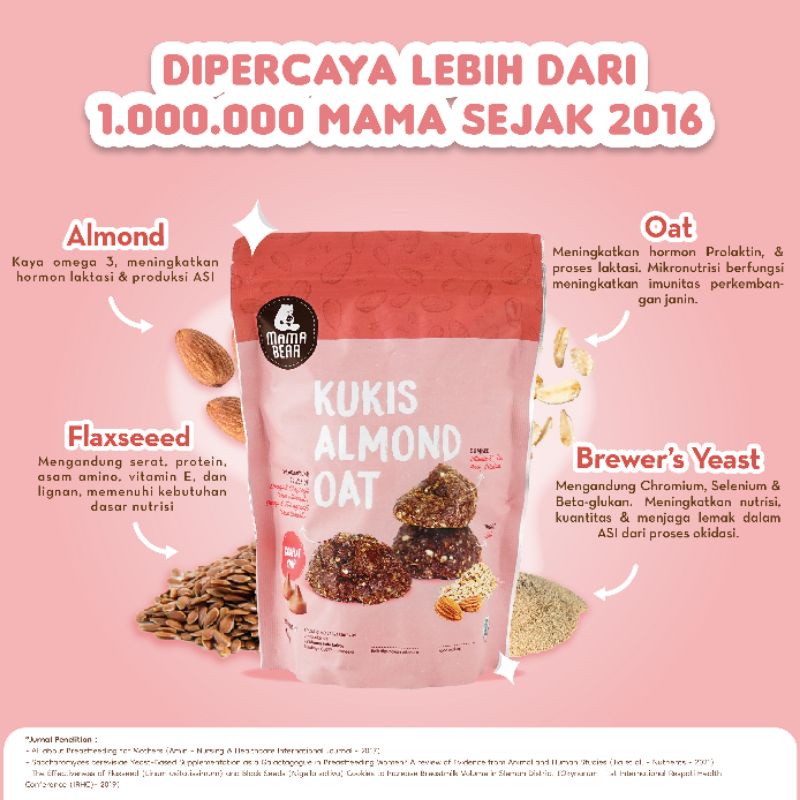 (MAMA BEAR) Kukis almond oat mama bear rasa Cokelat Chip / Pelancar ASI Mamabear / ASI Booster Terlaris