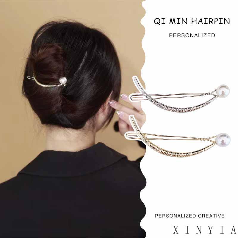 Jepit Rambut Bahan Logam Aksen Mutiara Untuk Wanita