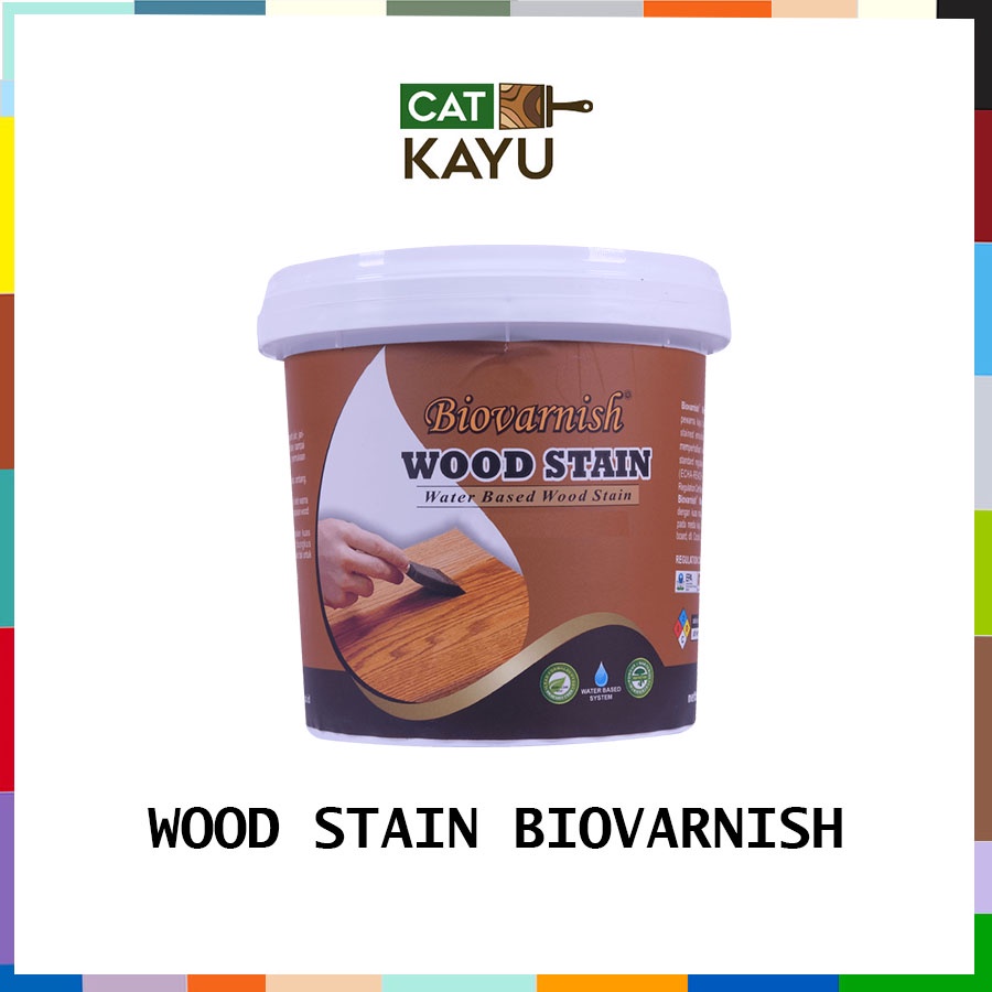 Woodstain Biovarnish 1 kg Pernis Kayu Acrylic Waterbase Stain Cat Warna Kayu