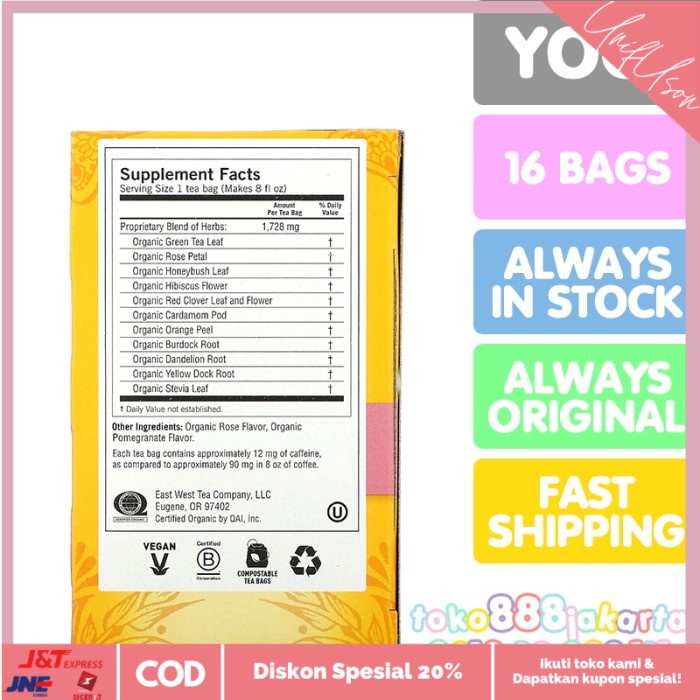 

⭐COD⭐ YOGI TEA SOOTHING ROSE HIBISCUS SKIN DETOX CAFFEINE FREE TEH HERBAL