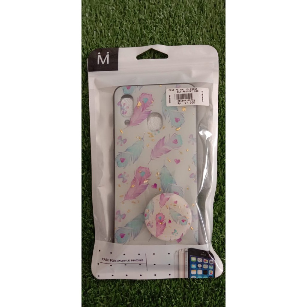 Case Casing Glitter Motif Bulu Lucu + Pop Socket Samsung A30