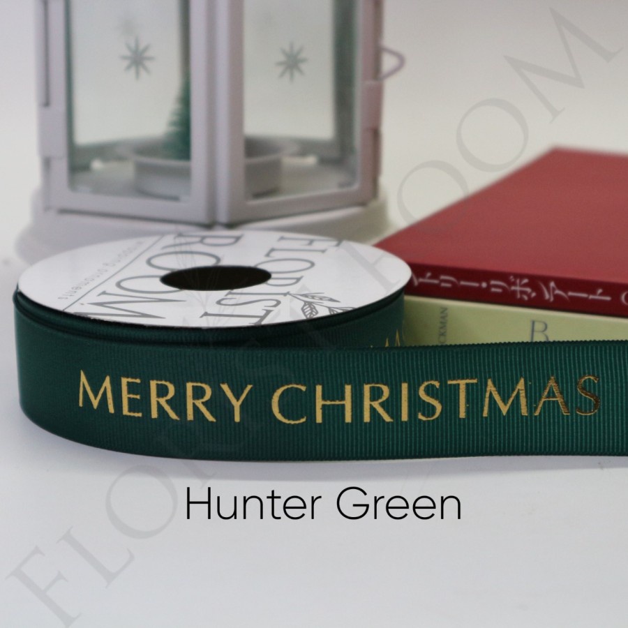 

Pita Grossgrain Merry Christmas ±2.5cm x 20 yard - Hunter Green