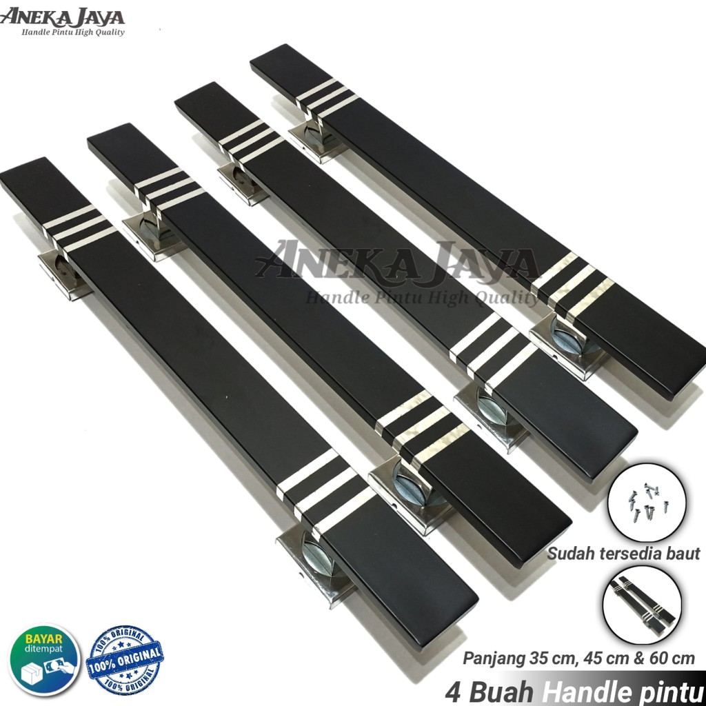 4 Handle pintu rumah panjang 34 cm 45 cm 60 cm warna hitam stainlees steel Gagang Tarikan Pegangan