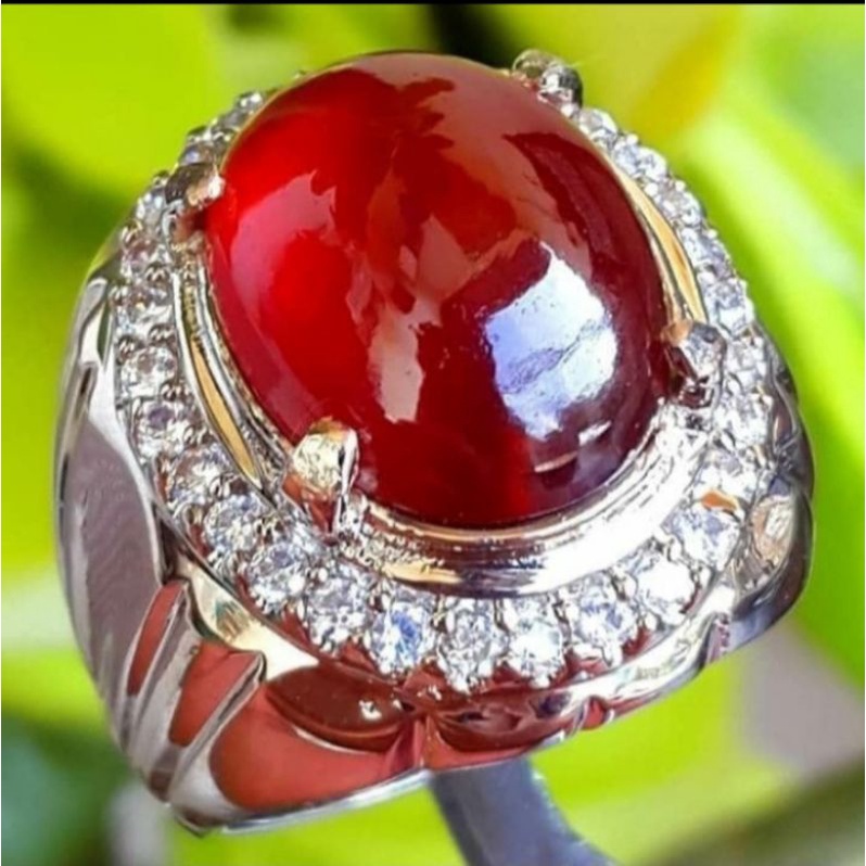 CINCIN BATU PERMATA RED GARNET top giwang