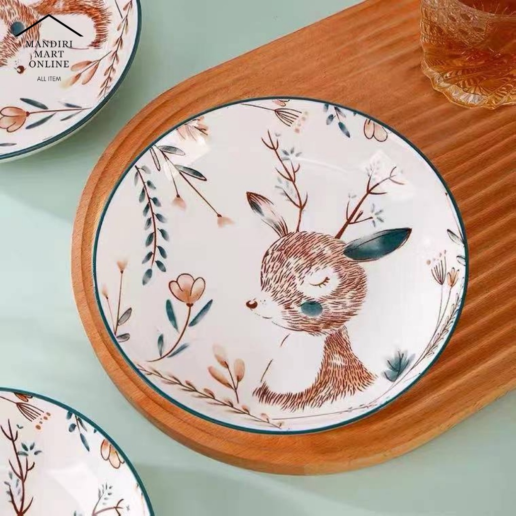 Piring Keramik / Mangkok Keramik / Piring Saji Lauk Tebal Cantik Dinner Plate Motif