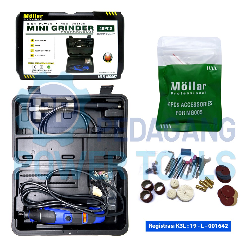 MOLLAR MG007 MINI DIE GRINDER SET &amp; 40 PCS AKSESORIS BOR GERINDA TUNER