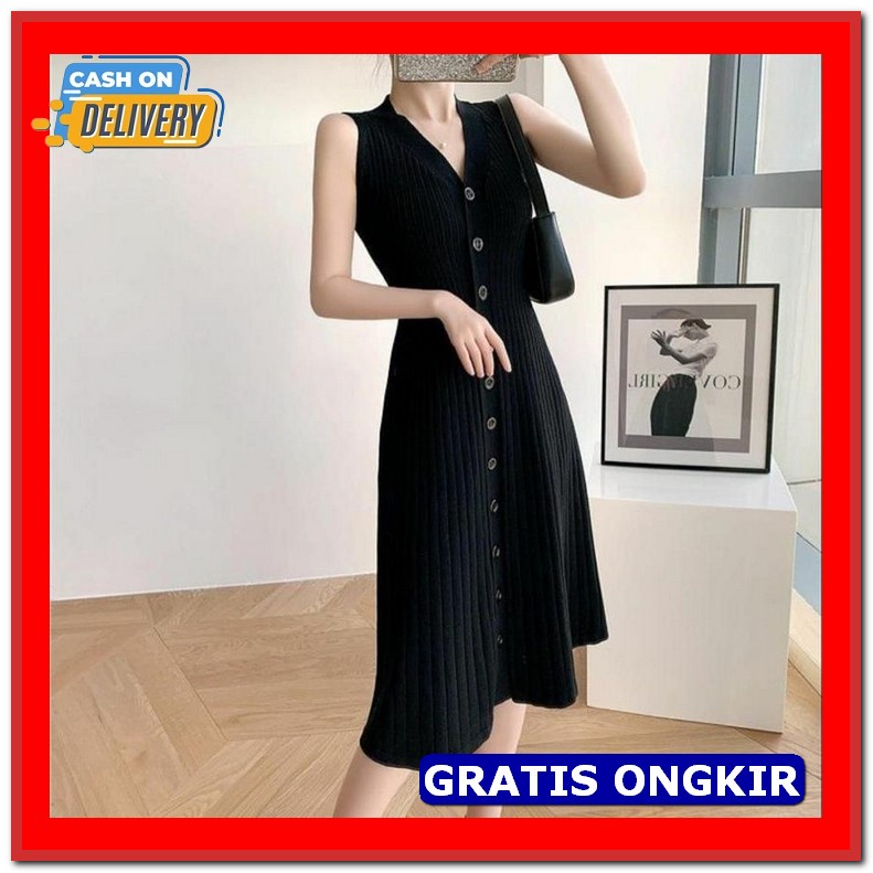 Suplis Mini Dress By Moela Original Midi Bahan Katun Import Premium Mu Dress Gemma Button Black [Dr