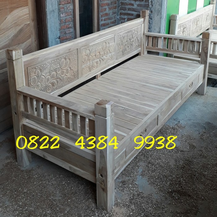 Kursi Teras Ukir Jati Jepara Bangku Risban Daybed Bale Bale Mentah
