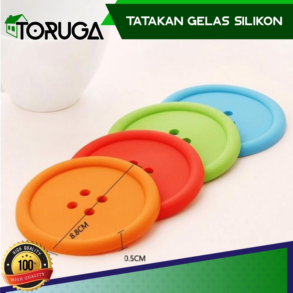 TATAKAN ALAS GELAS SILIKON CANGKIR MODEL KANCING - CUP MUG PAD KARET