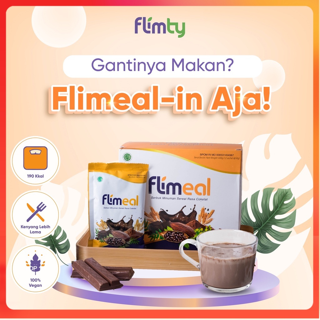 

Flimeal (Meal Replacement) by Flimty - 1 Box (isi 12 sachet) - Coklat Flymty Flimti Plimti Flymti