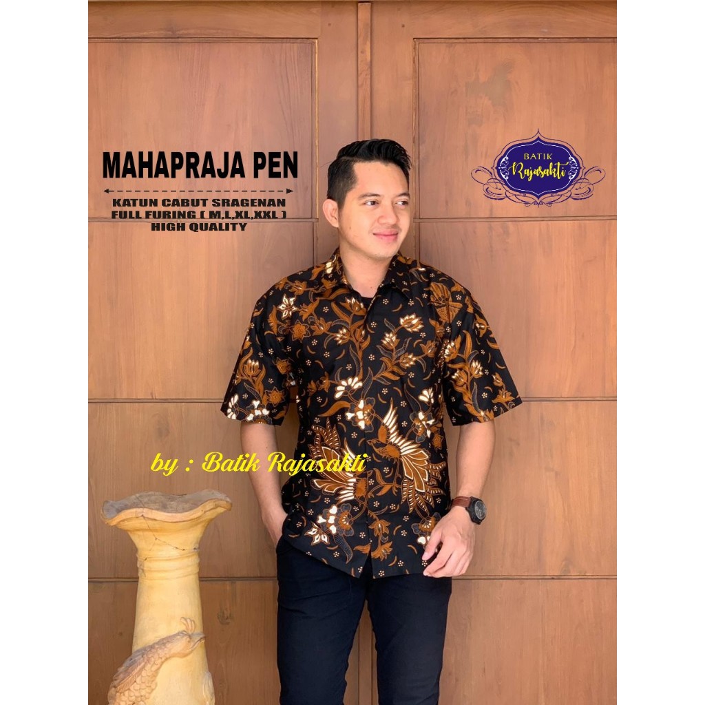 MAHAPRAJA RAJASAKTI KEMEJA BATIK SOLO PRIA LENGAN PENDEK LAPIS FURING ATASAN BATIK PREMIUM MODERN KATUN HALUS BAHUWIRYA  BANAMITRA BANAMITRA PUTIH BANGSAWAN BAYU PUTRA BERLIAN BIRU BHARATAYUDA BIMASENA BIRENDRA BIRU INDAH BRAHMAKERTA BRAHMAKERTA MERAH