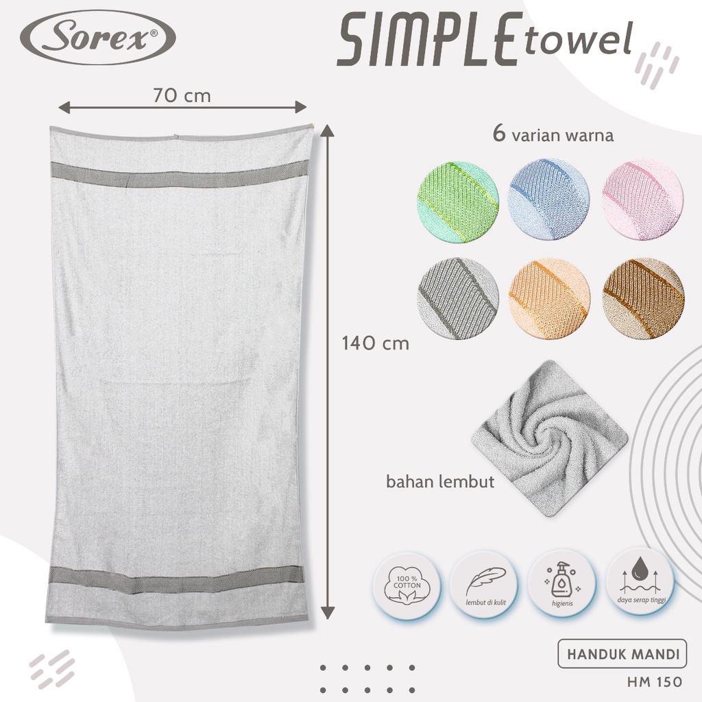 Handuk Sorex Towel HM 150 , HM 887 (70x140cm) Besar | Handuk Mandi Dewasa Katun |mg