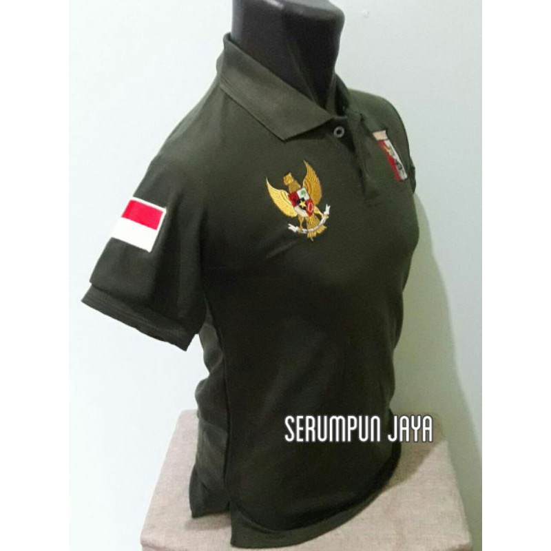 KAOS PERBAKIN GARUDA HIJAU ARMY - KAOS KERAH PERBAKIN GARUDA ANTI MAINSTREAM FULL BORDIR