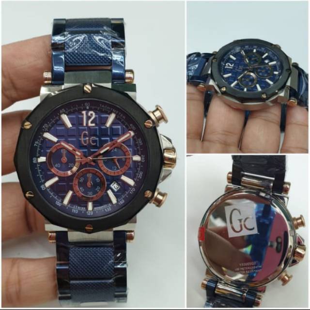 JAM TANGAN PRIA GC' Y53005G2 PREMIUM AAA STAINLESS STELL -NAVY