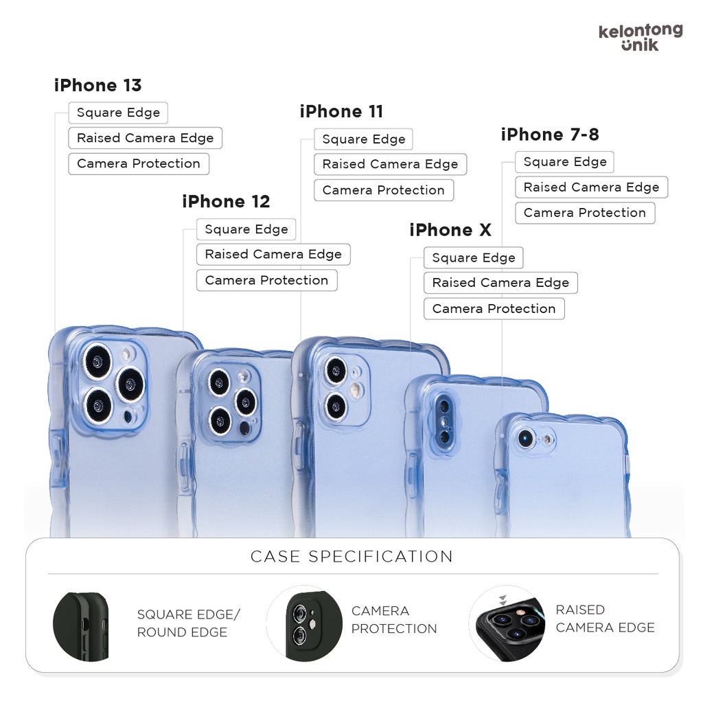 (Seri 1) For iPhone - Wavy Biscuit Case Campro/ Curly Stripe Soft Case