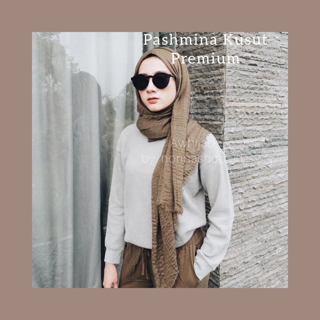 PASHMINA KUSUT PREMIUM 200x75 / PASHIMNA CRINKLE SHAWL / PASHMINA RAWIS