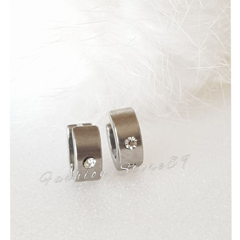 anting Jepit permata Titanium white size kecil Anting Jepit Anak titanium