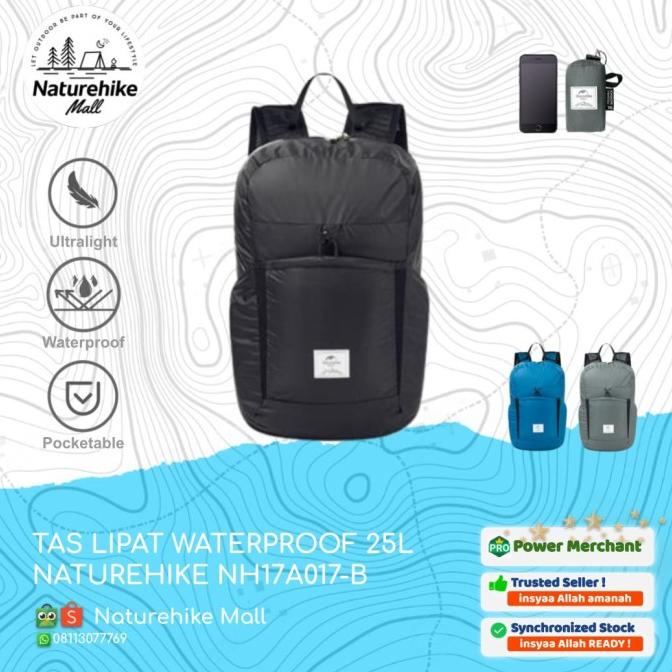 TAS LIPAT WATERPROOF 25L NATUREHIKE NH17A017-B BACKPACK RANSEL OUTDOOR