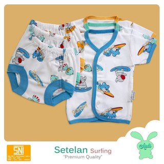 T46B2 Setelan Baju  Bayi  Pendek Shankusen  Polos Stel Aruchi 