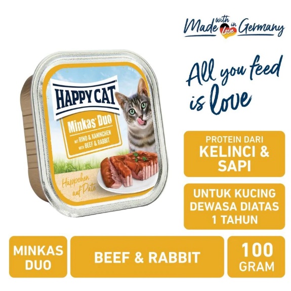 Happy Cat Minkas Duo Beef &amp; Rabbit 100gr Wet Food Kucing