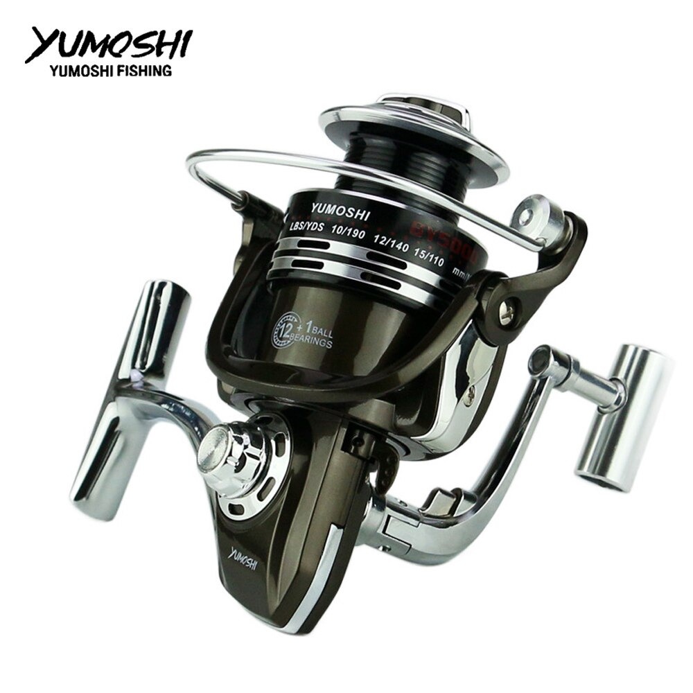 YUMOSHI BY1000 Reel Pancing Spinning 12+1 Ball Bearing 5.5:1 - Black