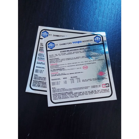 stiker running in vespa pts PS px silver