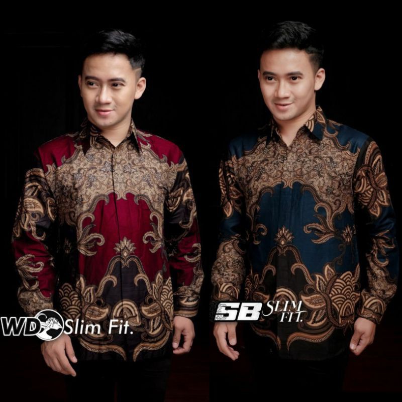 Batik Pria Lengan Panjang BATIK NAKULA HRB026 motif KERATONAN Kode 002 size M L XL XXL Reguler